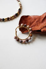 Carica l'immagine nel visualizzatore di Gallery, Bubble Triple Chocolate - Orecchini a cerchio in argento placcato oro e pietre naturali in diaspro zebrato - Collezione Bubble