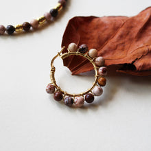 Carica l'immagine nel visualizzatore di Gallery, Bubble Triple Chocolate - Orecchini a cerchio in argento placcato oro e pietre naturali in diaspro zebrato - Collezione Bubble