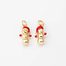 Carica l'immagine nel visualizzatore di Gallery, Charm Omino di Neve Oro - Pendente per collana in ottone di alta qualità - Collezione Charm