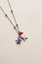 Carica l'immagine nel visualizzatore di Gallery, Collana Pesciolino Argento - Con stella marina e acquamarina pendente - Waterproof - Collezione Under The Sea