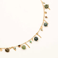 Carica l'immagine nel visualizzatore di Gallery, Collana Giardini di Bruges - In diaspro verde e acciaio inossidabile - Luna e Muschio - Collezione World Tour