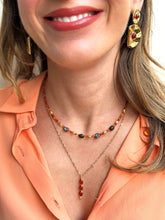 Carica l'immagine nel visualizzatore di Gallery, Tramonto sul Roero - Collana in corniola rossa e bronzite - Foglie D'ambra - Collezione World Tour