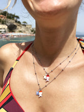 Carica l'immagine nel visualizzatore di Gallery, Collana Pesciolino Argento - Con stella marina e acquamarina pendente - Waterproof - Collezione Under The Sea