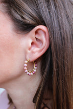 Carica l'immagine nel visualizzatore di Gallery, Bubble Orchidea - Orecchini a cerchio in argento placcato oro e rodonite - Collezione Bubble