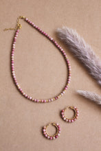 Carica l'immagine nel visualizzatore di Gallery, Bubble Orchidea - Orecchini a cerchio in argento placcato oro e rodonite - Collezione Bubble