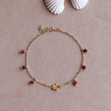 Carica l'immagine nel visualizzatore di Gallery, Cavigliera Agata stella - In argento placcato oro e pietra naturale agata porpora - Collezione Signorina