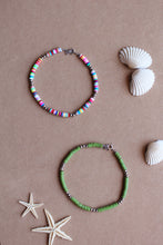 Carica l'immagine nel visualizzatore di Gallery, Cavigliera Heishi Verde - Acciaio e pepite heishi - Collezione Colourful