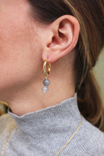 Carica l'immagine nel visualizzatore di Gallery, Cerchi Bold 3 in 1- Coppia di orecchini a cerchio in argento placcato oro e pendenti quarzo- Hoops Mania