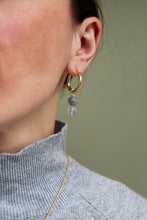 Carica l'immagine nel visualizzatore di Gallery, Cerchi Bold 3 in 1- Coppia di orecchini a cerchio in argento placcato oro e pendenti quarzo- Hoops Mania