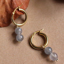 Carica l'immagine nel visualizzatore di Gallery, Cerchi Bold 3 in 1- Coppia di orecchini a cerchio in argento placcato oro e pendenti quarzo- Hoops Mania