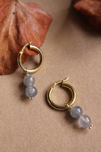 Carica l'immagine nel visualizzatore di Gallery, Cerchi Bold 3 in 1- Coppia di orecchini a cerchio in argento placcato oro e pendenti quarzo- Hoops Mania