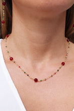 Carica l'immagine nel visualizzatore di Gallery, Collana Diamante - Rosario in argento placcato oro, cristallini e agate porpora - Collezione Universo