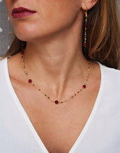 Carica l'immagine nel visualizzatore di Gallery, Collana Diamante - Rosario in argento placcato oro, cristallini e agate porpora - Collezione Universo