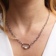 Carica l'immagine nel visualizzatore di Gallery, Collana Lucchetto Argento - In acciaio inossidabile waterproof e zirconi - Collezione Bohm