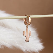 Carica l'immagine nel visualizzatore di Gallery, Mono Orecchino Cactus - Cerchietto e ciondolo cactus in argento placcato oro rosa - Collezione Mono Orecchino