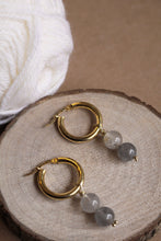 Carica l'immagine nel visualizzatore di Gallery, Cerchi Bold 3 in 1- Coppia di orecchini a cerchio in argento placcato oro e pendenti quarzo- Hoops Mania