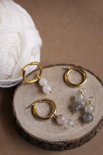 Carica l'immagine nel visualizzatore di Gallery, Cerchi Bold 3 in 1- Coppia di orecchini a cerchio in argento placcato oro e pendenti quarzo- Hoops Mania