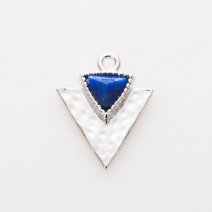Charm Egypt Argento- Triangolo martellato con pietra in lapislazzuli in ottone di alta qualità - Collezione Charm
