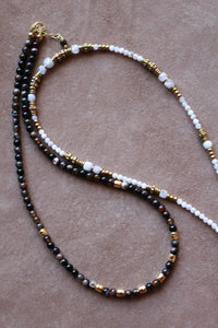 Collana Bubble Coffee - Girocollo in agata e argento placcato oro - Collezione Bubble