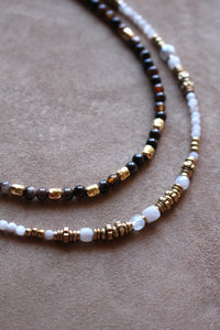 Collana Bubble Coffee - Girocollo in agata e argento placcato oro - Collezione Bubble