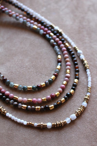 Collana Bubble Coffee - Girocollo in agata e argento placcato oro - Collezione Bubble