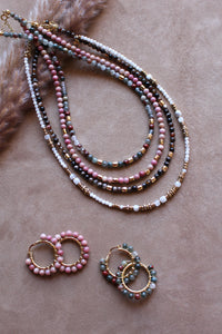 Collana Bubble Coffee - Girocollo in agata e argento placcato oro - Collezione Bubble