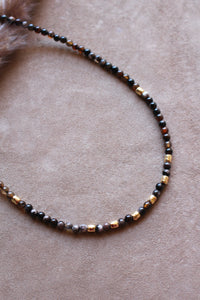 Collana Bubble Coffee - Girocollo in agata e argento placcato oro - Collezione Bubble