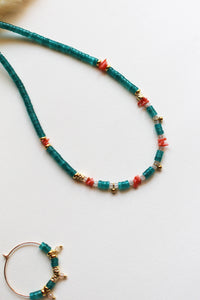 Collana Capo Verde - Realizzata a mano in giada turchese, corallo e occhio di gatto - Collezione World Tour