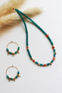 Collana Capo Verde - Realizzata a mano in giada turchese, corallo e occhio di gatto - Collezione World Tour