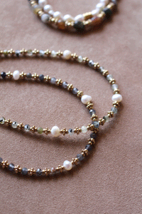 Collana Elegance Blu - In agata e perle naturali - Collezione Bohm