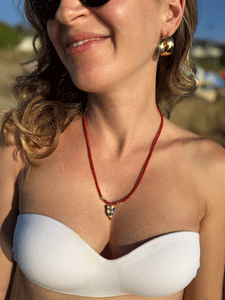 Collana Ficu D'India - Realizzata a mano in corallo bamboo rosso e ceramica siciliana - Collezione World Tour