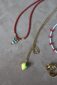 Collana Ficu D'India - Realizzata a mano in corallo bamboo rosso e ceramica siciliana - Collezione World Tour