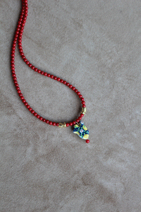 Collana Ficu D'India - Realizzata a mano in corallo bamboo rosso e ceramica siciliana - Collezione World Tour