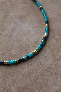 Collana Formentera Blu - Realizzata a mano in giada turchese ottanio e crisocolla - Collezione World Tour