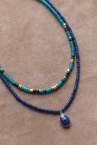 Collana Formentera Blu - Realizzata a mano in giada turchese ottanio e crisocolla - Collezione World Tour