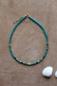 Collana Formentera Blu - Realizzata a mano in giada turchese ottanio e crisocolla - Collezione World Tour