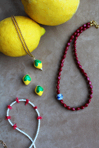 Collana Limone di Siracusa - Realizzata a mano in acciaio e ceramica siciliana - Collezione World Tour