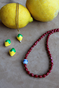 Collana Limone di Siracusa - Realizzata a mano in acciaio e ceramica siciliana - Collezione World Tour