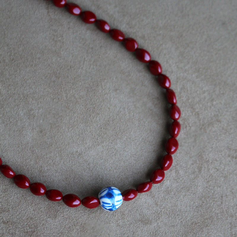 Collana Maiolica Rossa - Realizzata a mano in corallo rosso e ceramica siciliana - Collezione World Tour