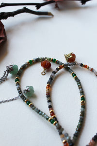 Collana Smeraldite - Girocollo in agata muschiata, giada e argento - Collezione Signorina