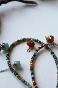Collana Smeraldite - Girocollo in agata muschiata, giada e argento - Collezione Signorina