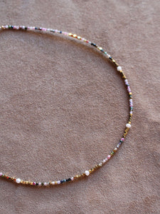 Collana Brughiera Rosa - In tormalina e acciaio inossidabile waterproof - Luna e Muschio - Collezione World Tour