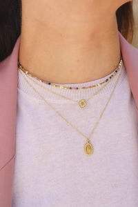Collana Brughiera Rosa - In tormalina e acciaio inossidabile waterproof - Luna e Muschio - Collezione World Tour