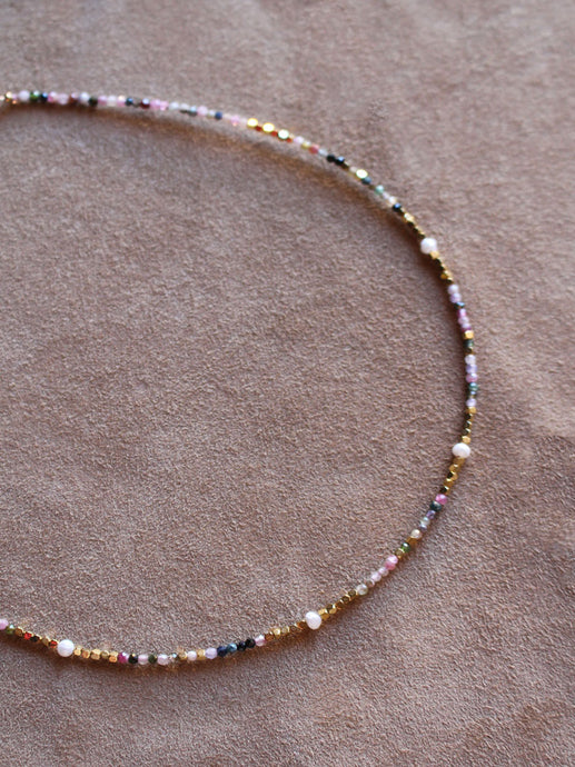 Collana Brughiera Rosa - In tormalina e acciaio inossidabile waterproof - Luna e Muschio - Collezione World Tour
