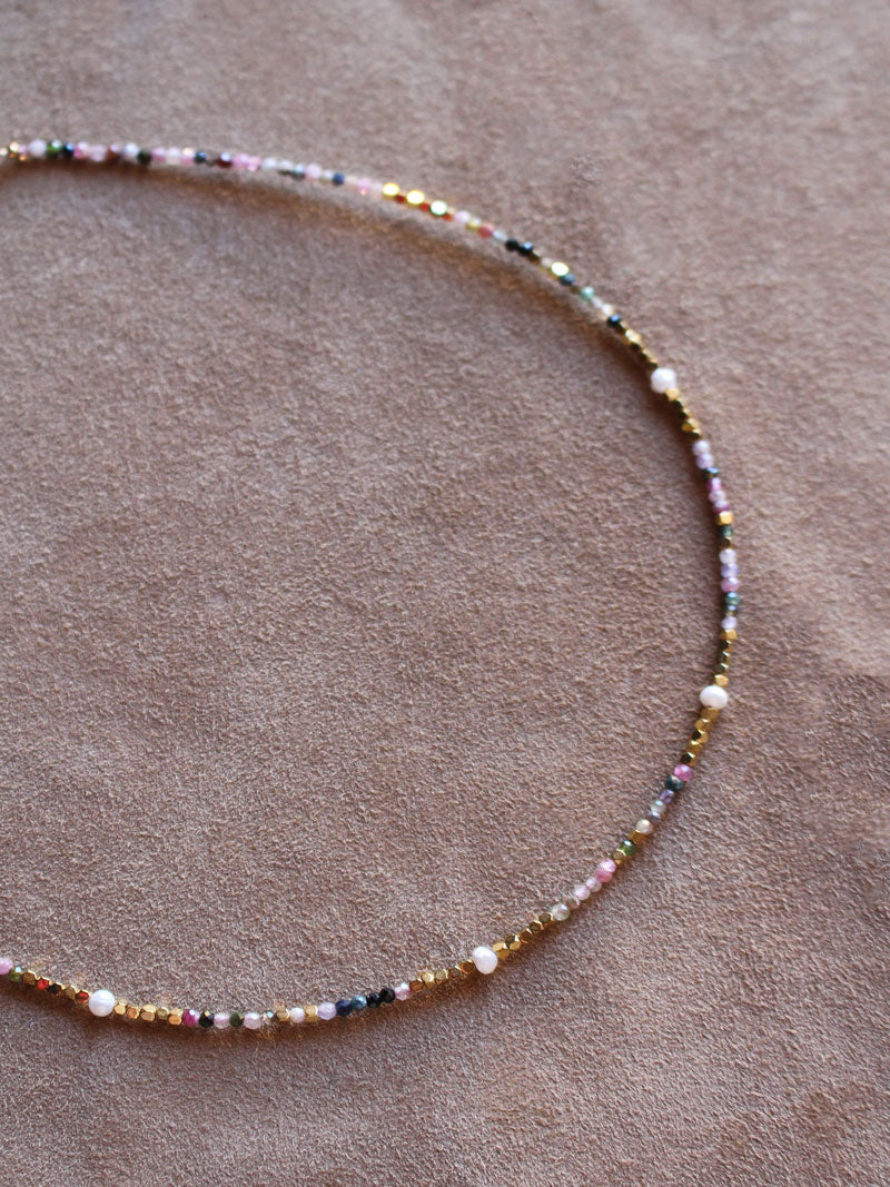 Collana Brughiera Rosa - In tormalina e acciaio inossidabile waterproof - Luna e Muschio - Collezione World Tour