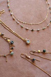 Collana Chiaro di Luna - Pendenti turchese africano e acciaio inossidabile waterproof - Luna e Muschio - Collezione World Tour