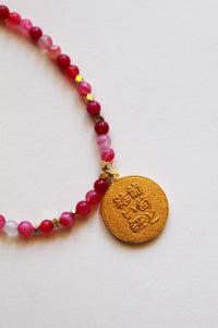 Collana Giappone - Agata ciliegia e pendente giapponese realizzato a mano - Signorina