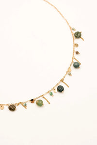 Collana Giardini di Bruges - In diaspro verde e acciaio inossidabile - Luna e Muschio - Collezione World Tour