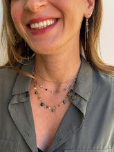 Carica l&#39;immagine nel visualizzatore di Gallery, Collana Oro di Provenza - Doppio filo con agate indiane incastonate - Luna e Muschio - Collezione World Tour
