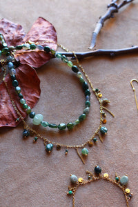 Collana Selva di Vetro - In agata Muschiata e zucca avventurina - Luna e Muschio - Collezione World Tour